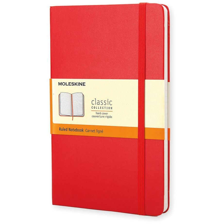 Moleskine - taccuino ft 13 x 21 cm a righe copertina rigida 240 pagine rosso