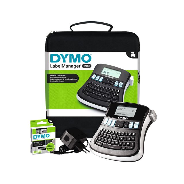 Dymo - Stampante per etichette LabelManager 210D+ portatile qwerty 12mm nera in custodia
