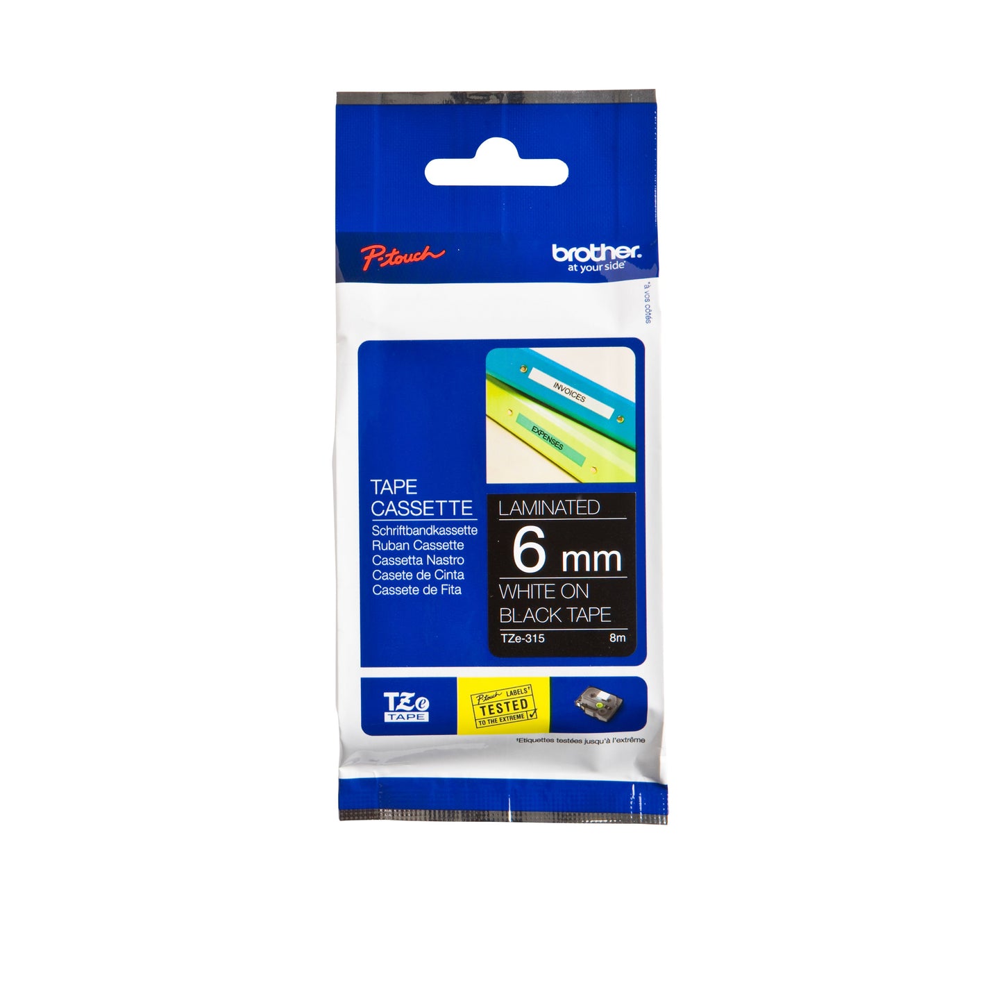 Brother - Labele P-touch TZe-315 Standard 6mm Weiß auf Schwarz