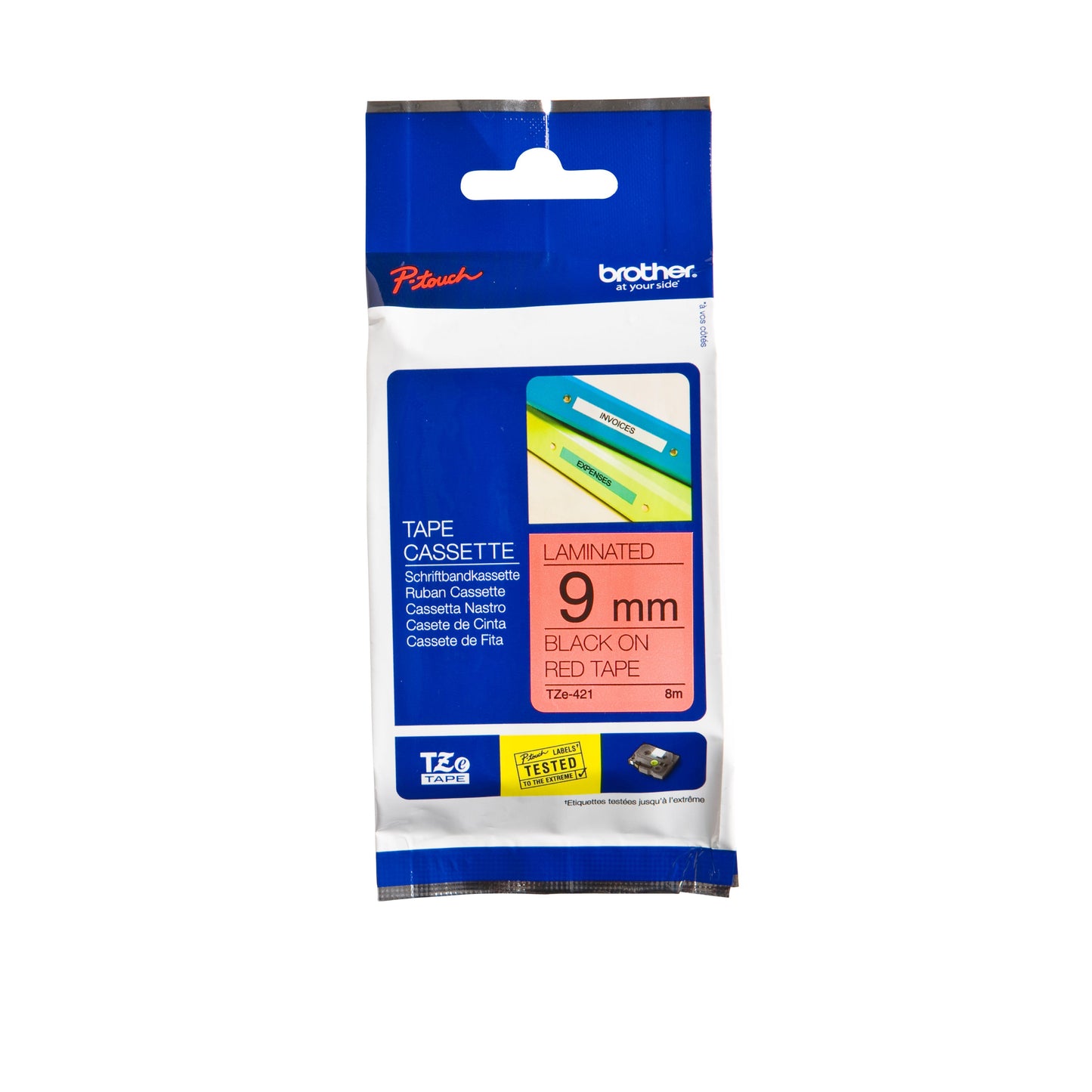 Brother - Etichetta P-touch TZe-421 standard 9mm nero su rosso