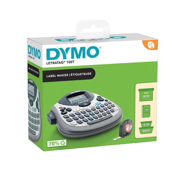 Dymo - Etikettendrucker LetraTag 100T tragbar qwerty 12mm silber