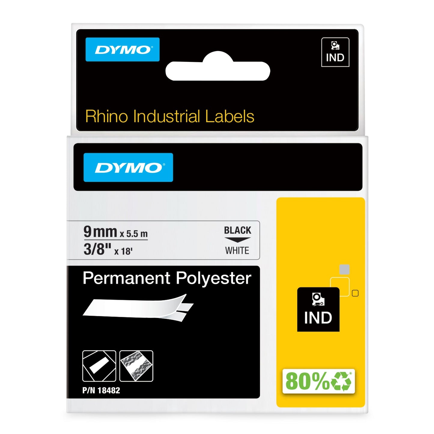 Dymo - Labele rhino industrieel polyester 9mm wit