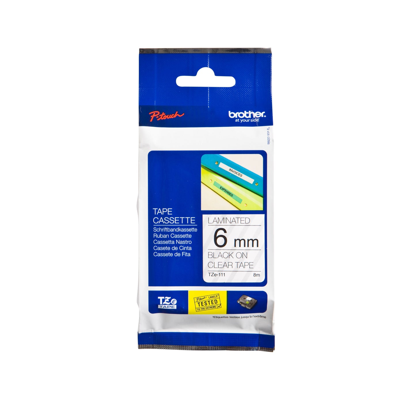 Brother - Labele P-touch TZe-111 Standard 6mm Schwarz auf Transparent