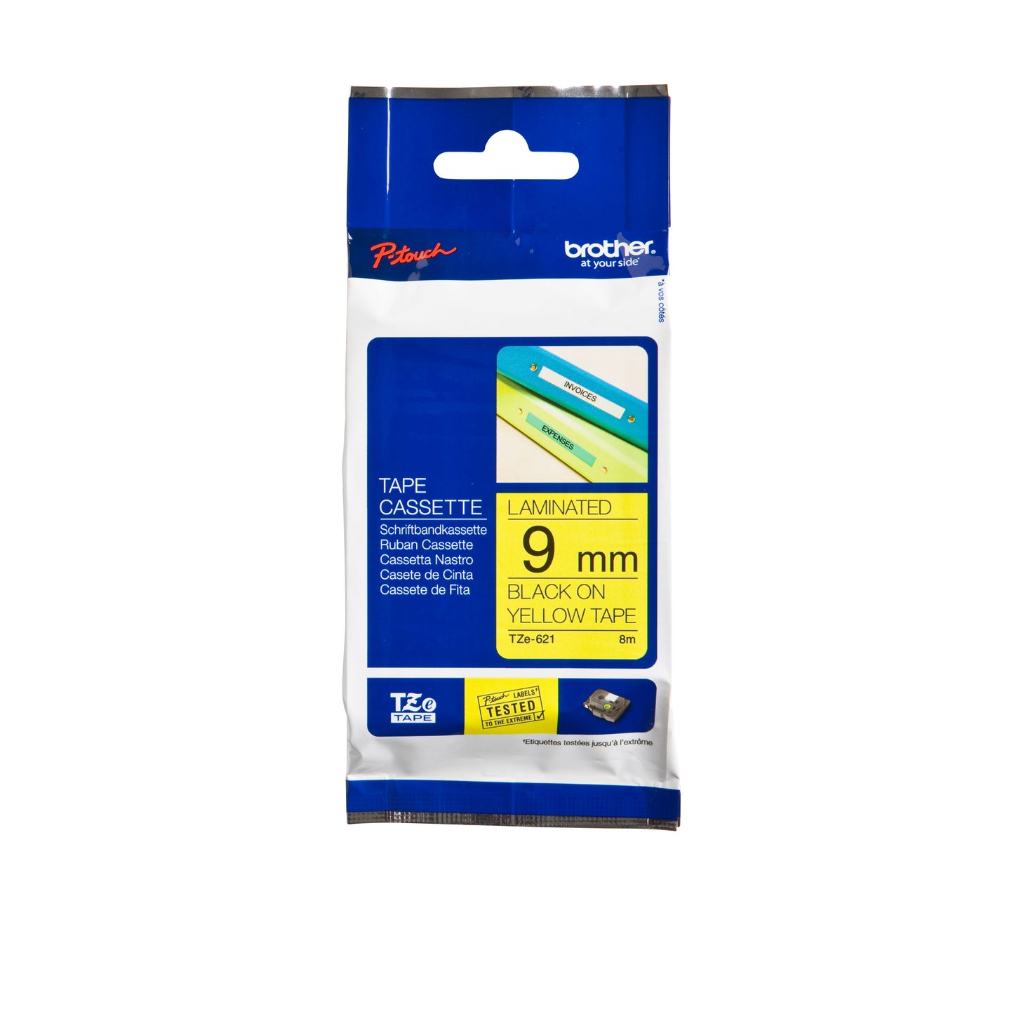 Brother - Labele P-touch TZe-621 Standard 9 mm Schwarz auf Gelb