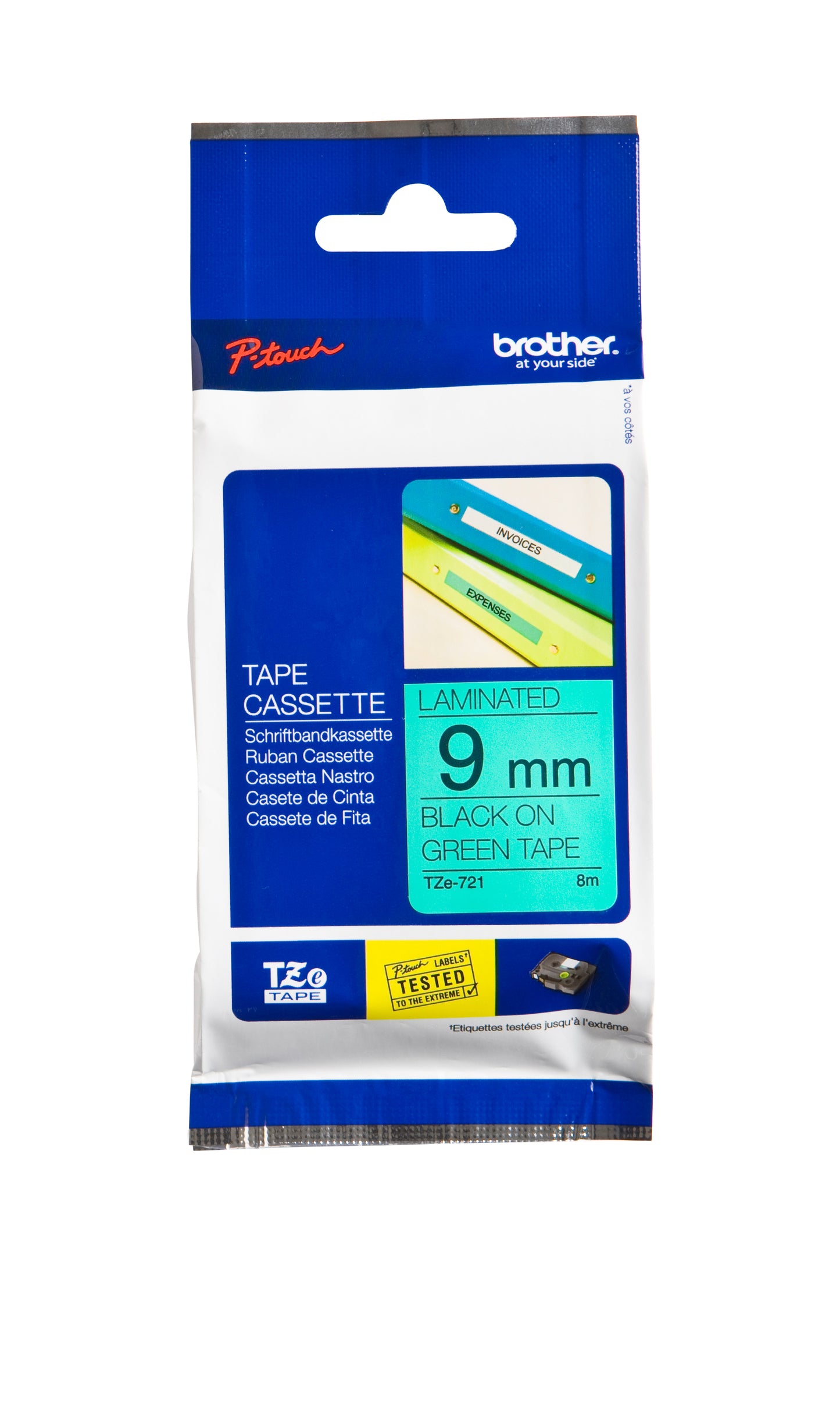 Brother - Labele P-touch TZe-721 standard 9mm black on green