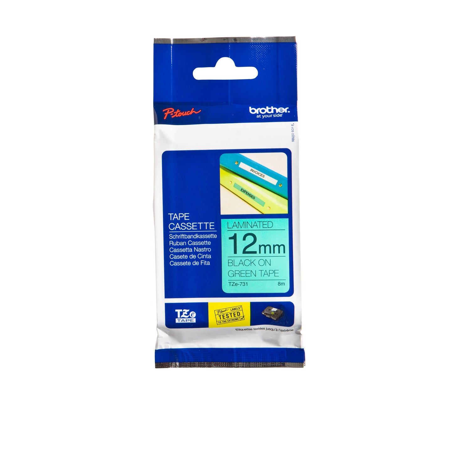 Brother - Labele P-touch TZe-731 estándar 12mm negro sobre verde