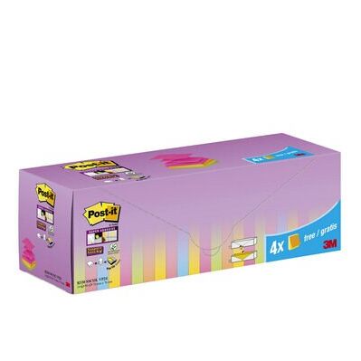 Post-it Super Sticky - zelfklevend notitiepapier Vierkant Blauw, Groen, Oranje, Roze, Geel 100 vel Zelfplakkend