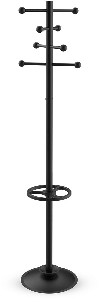 Maul - kapstok Saphir, uit metaal, hoogte 171 cm, 8 ophanghaken met parapluhouder, zwart RAL9004