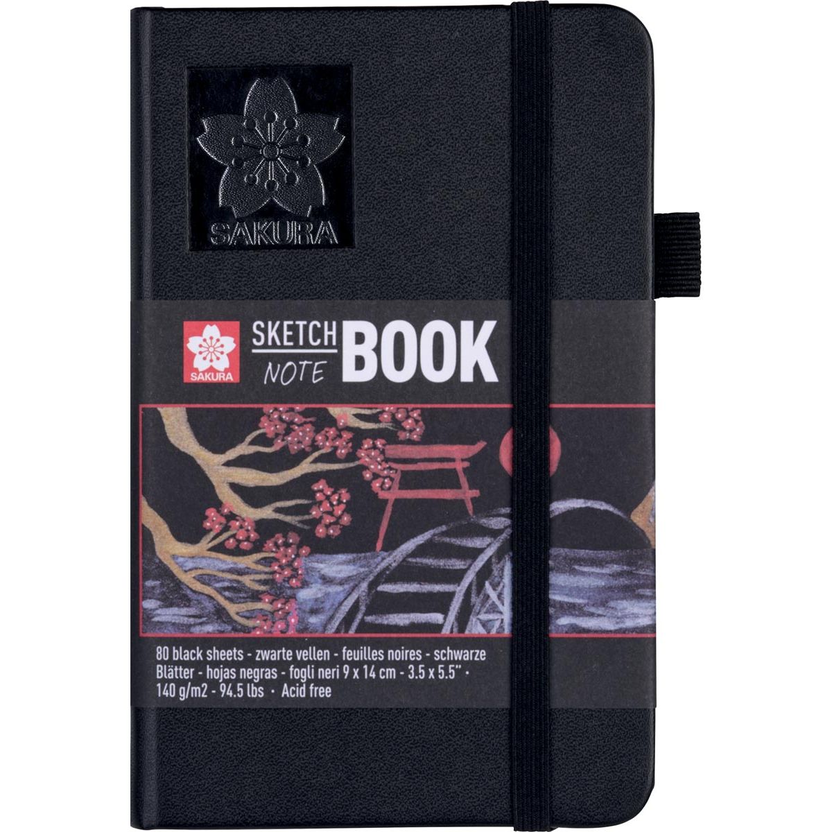 Sakura - schetsboek, 140 g/m², ft 9 x 14 cm, zwart, 80 vel