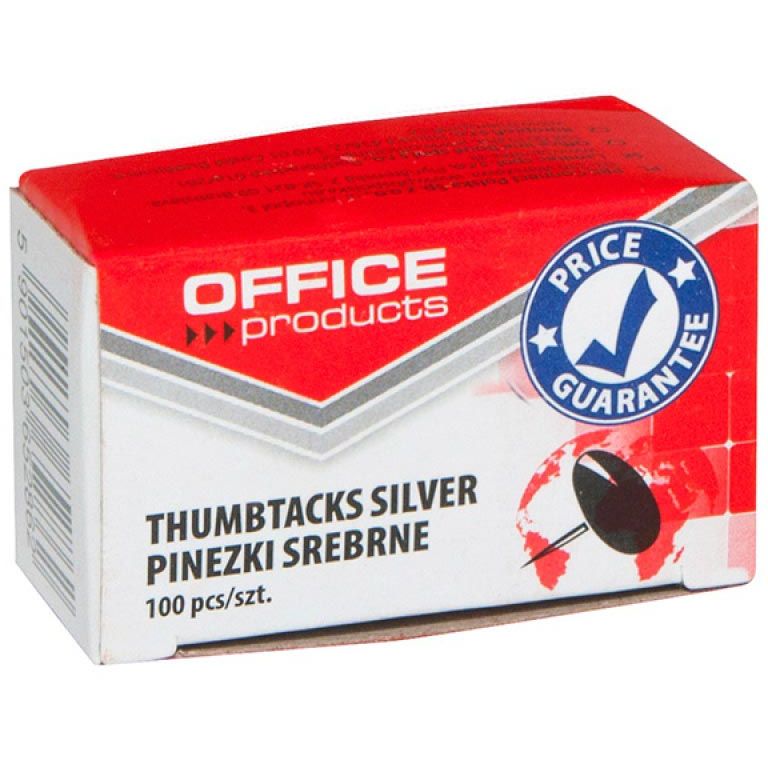 OFFICE products - punaises Classic, zilver, doos van 100 stuks