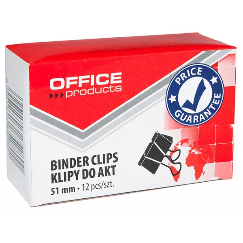 OFFICE products - foldbackclip, zwart, 51 mm, doos van 12 stuks