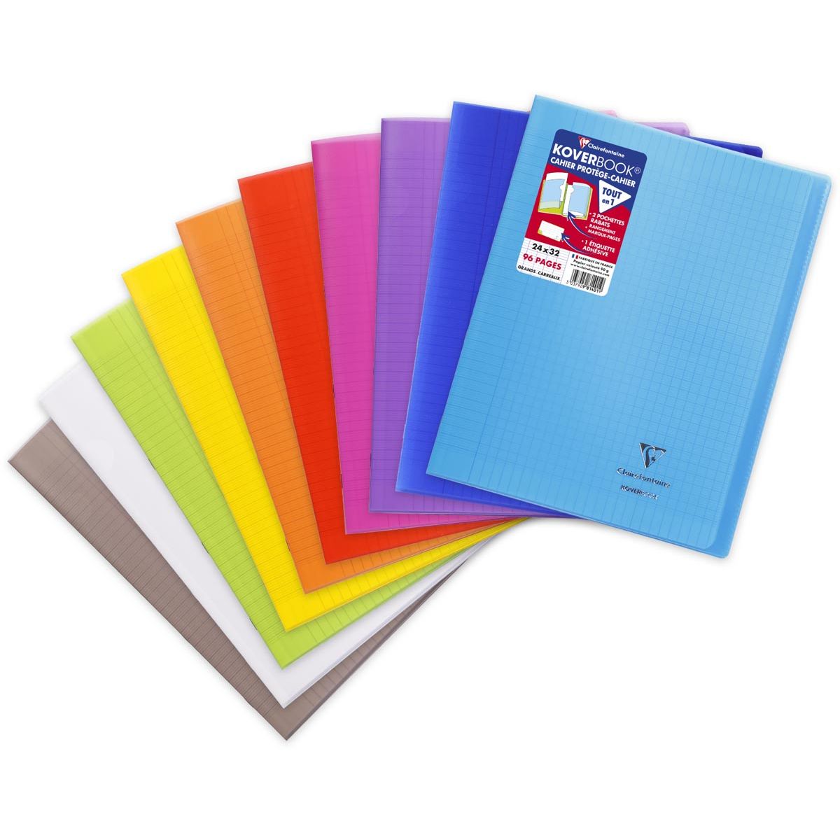 Clairefontaine - schrift Koverbook voor ft A4+, 96 bladzijden, kaft in PP, seyès, transparant