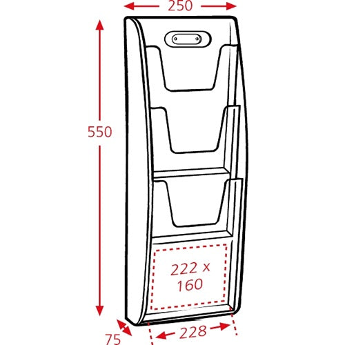 Klika - Folder-wand 3 x A4 bxhxd 250x510x75 mm
