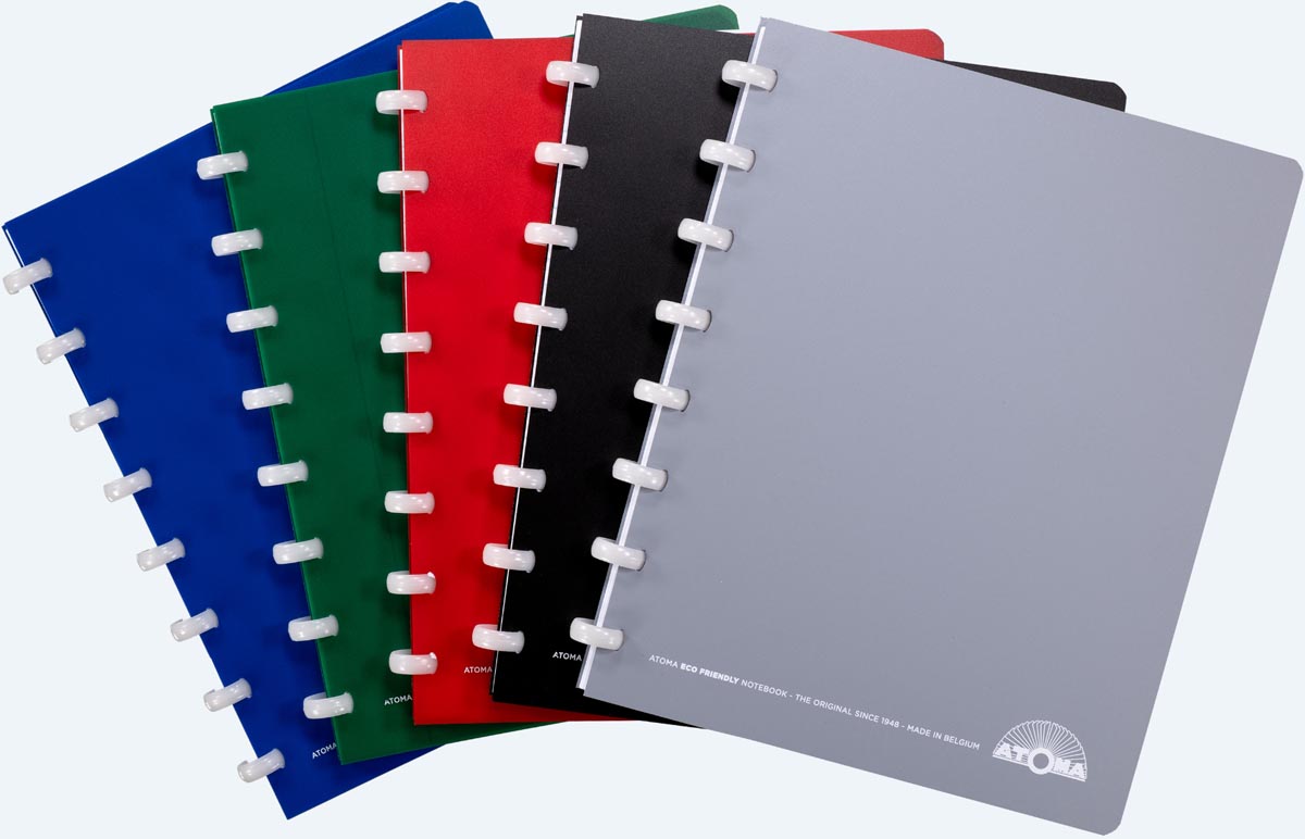Atoma - Eco schrift, ft A5, 144 bladzijden, commercieel geruit, geassorteerde kleuren
