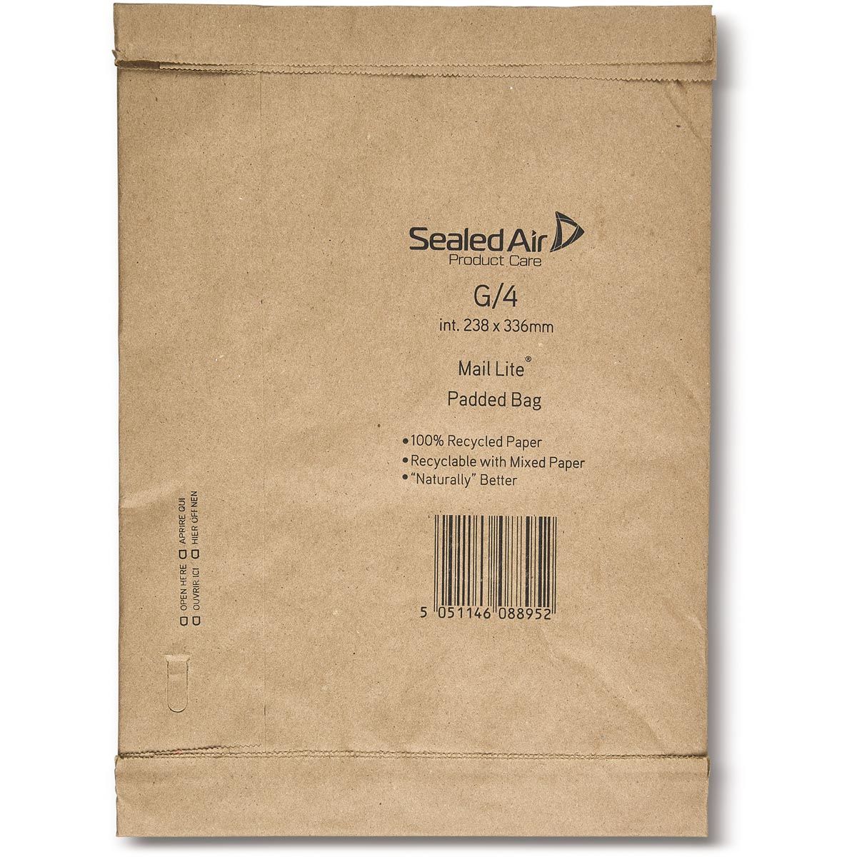 Mail Lite - Padded Bag envelopes, brown, G/4, 238 x 336 mm, box of 50