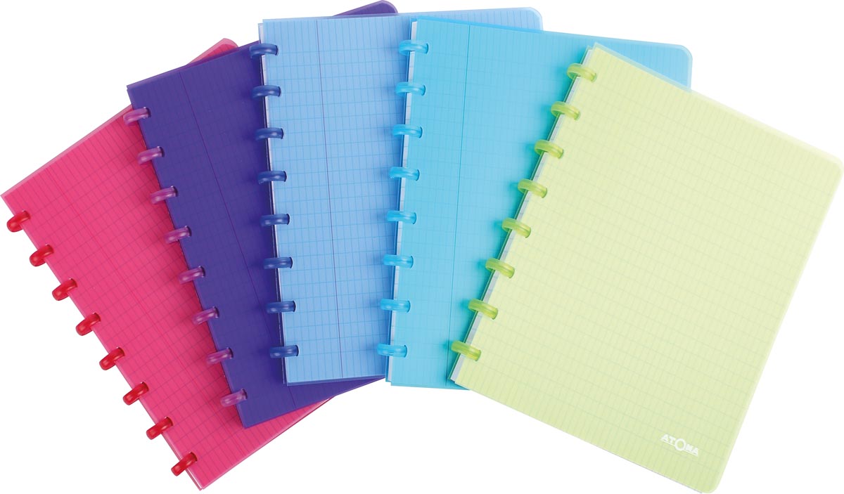 Atoma - Cuaderno Trendy, ft A5, 144 páginas, PP, cuadros comerciales, colores surtidos