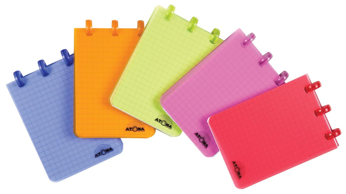 Atoma – Trendiges Notizbuch, ft A7, 120 Seiten, PP, kariert 5 mm, farbig sortiert