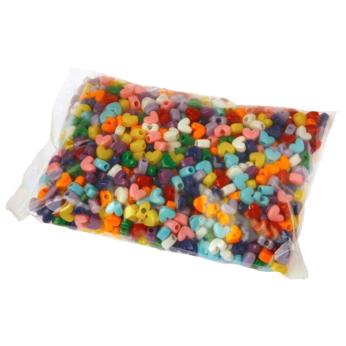 Bouhon - perles, coeur, plastique, 1000 pièces, assortis
