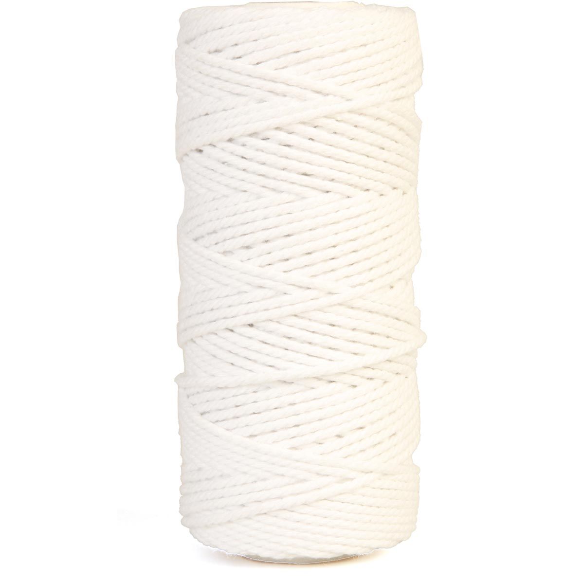 Bouhon - cuerda de macramé 200 g, aprox. 130 m, espesor: 2 mm, blanco