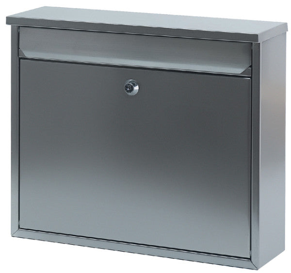 Cassetta delle lettere da parete in acciaio inox opaco 36x10x31cm