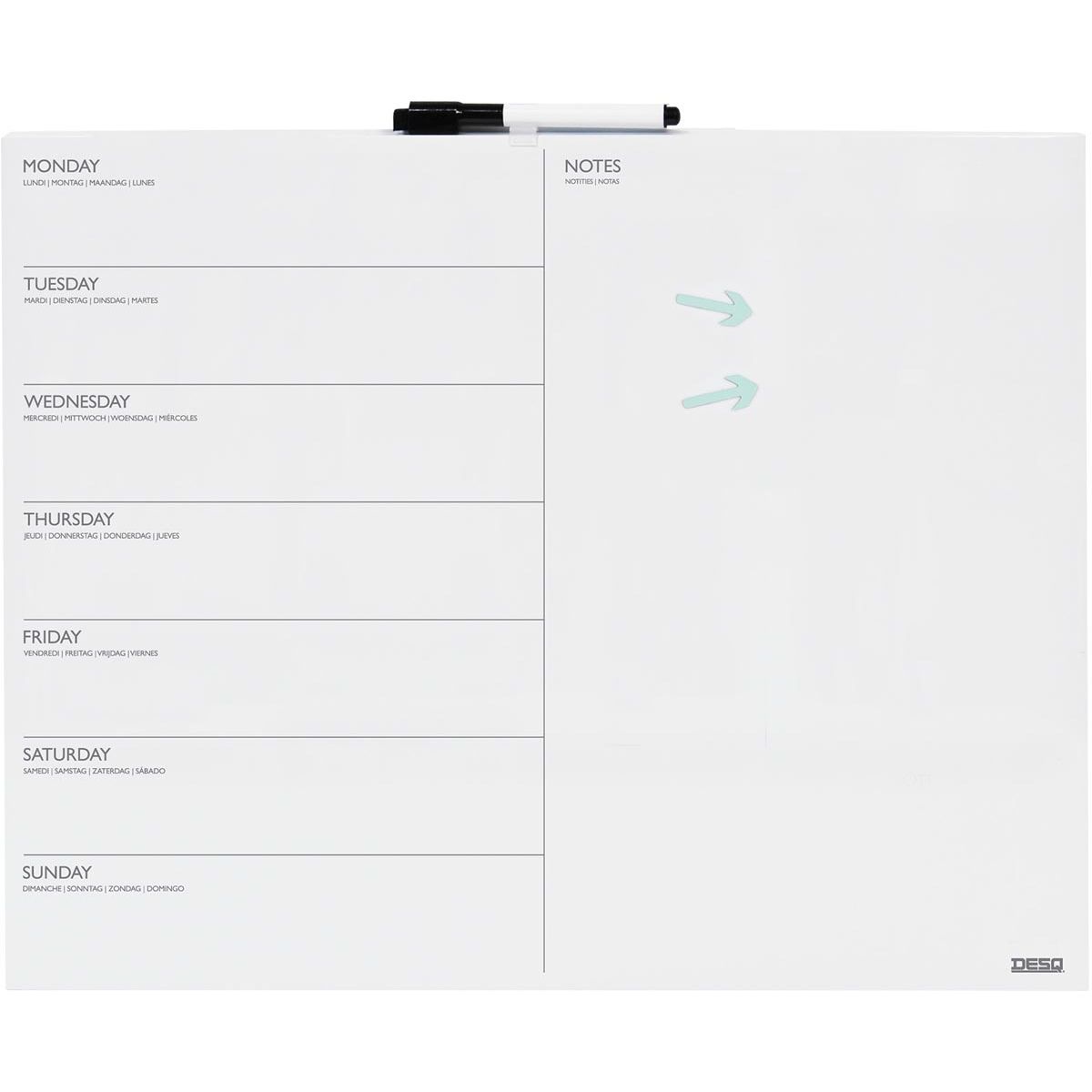 Desq - magnetisch memoboard en weekplanner, ft 40 x 50 cm
