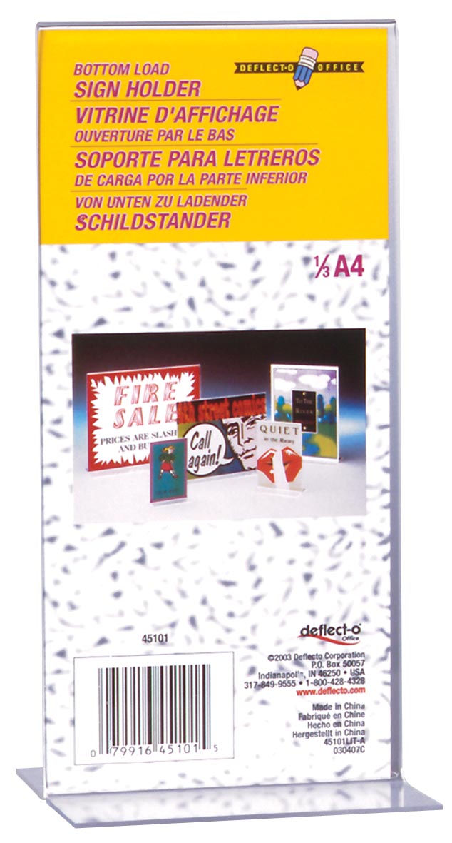 Deflecto - folderhouder T-voet portrait, ft 1/3 A4