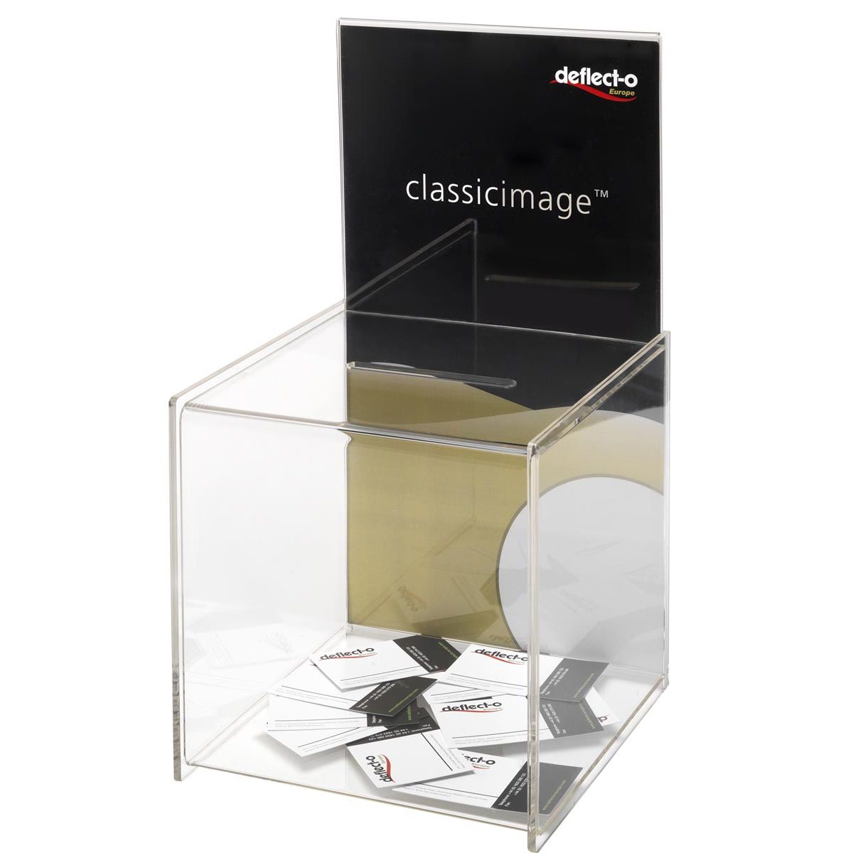 Deflecto - suggestion box with brochure holder, ft 33.8 x 21.5 x 21.3 cm