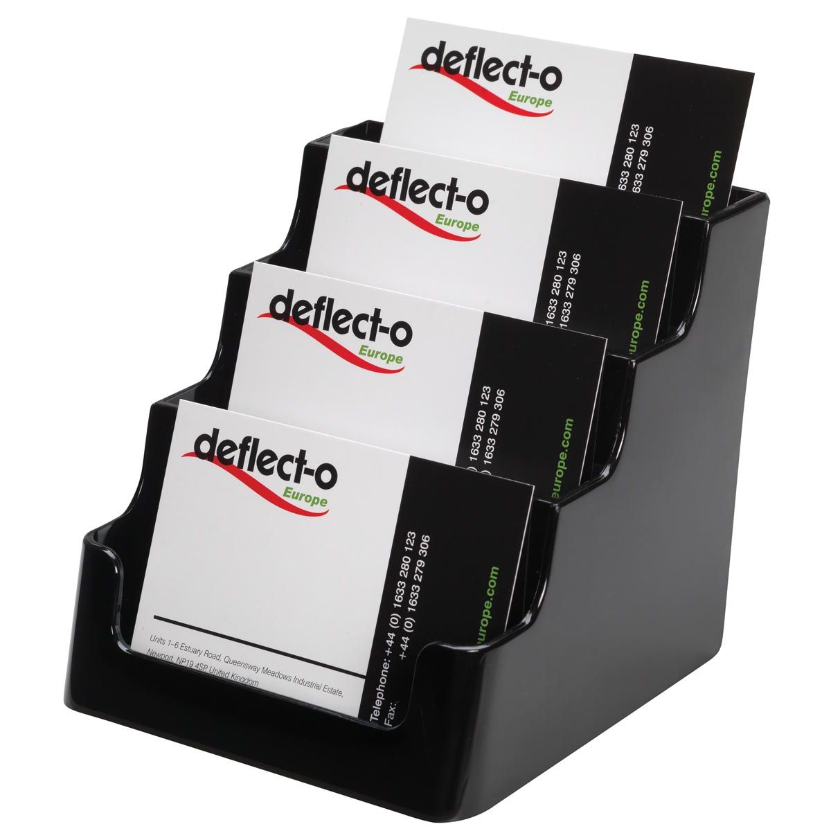 Deflecto - Business card holder 4 storage compartments, black