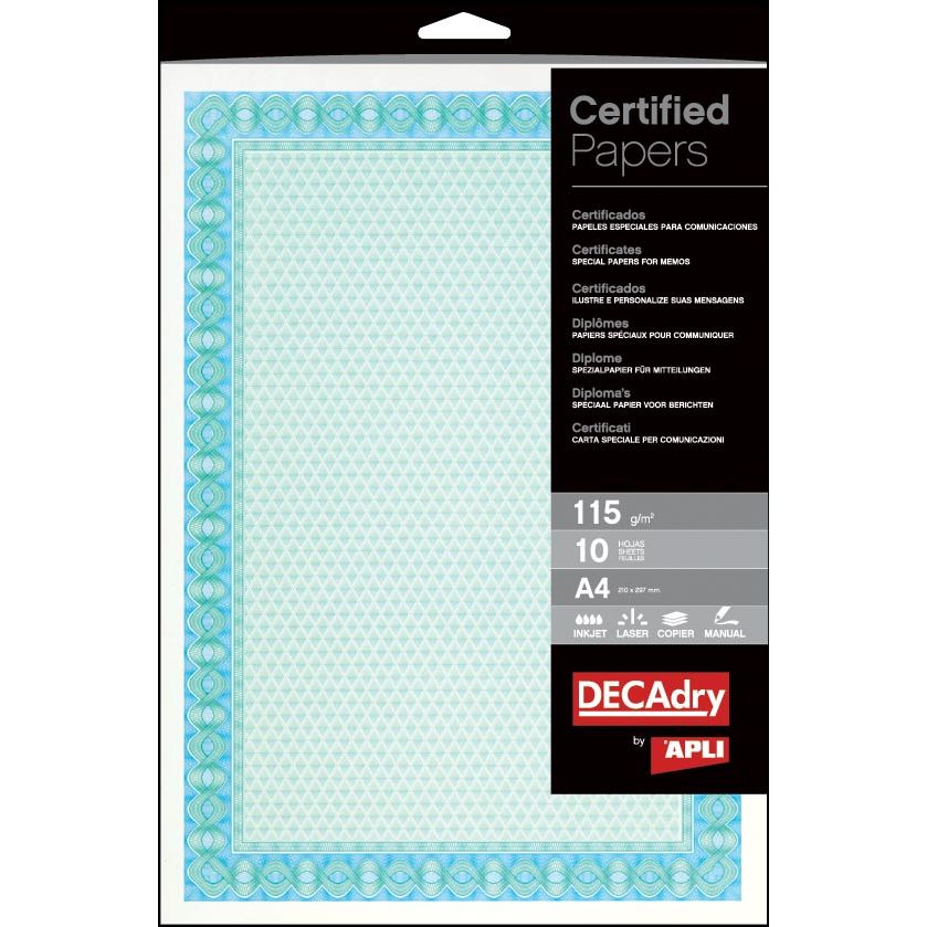 Decadry - certificats ft A4, 115 g, paquet de 70 feuilles