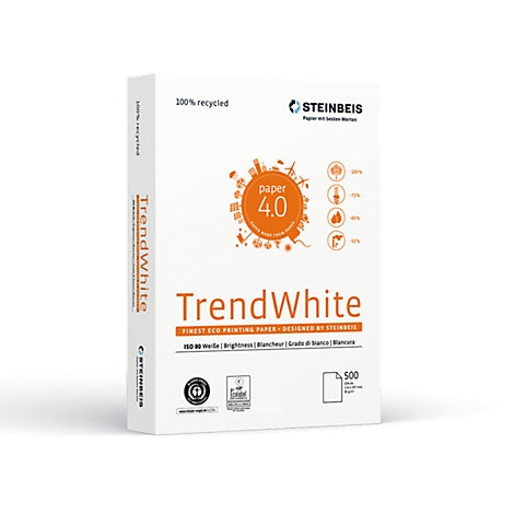 Doos kopieerpapier A4 5x500 vel wit STEINBEIS 80gram Trendwhite