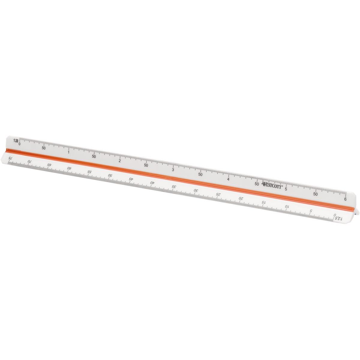 Westcott - barra de escala, 30 cm, 1:2,5; 1:5, 1:10; 1:20; 1:50 y 1:100