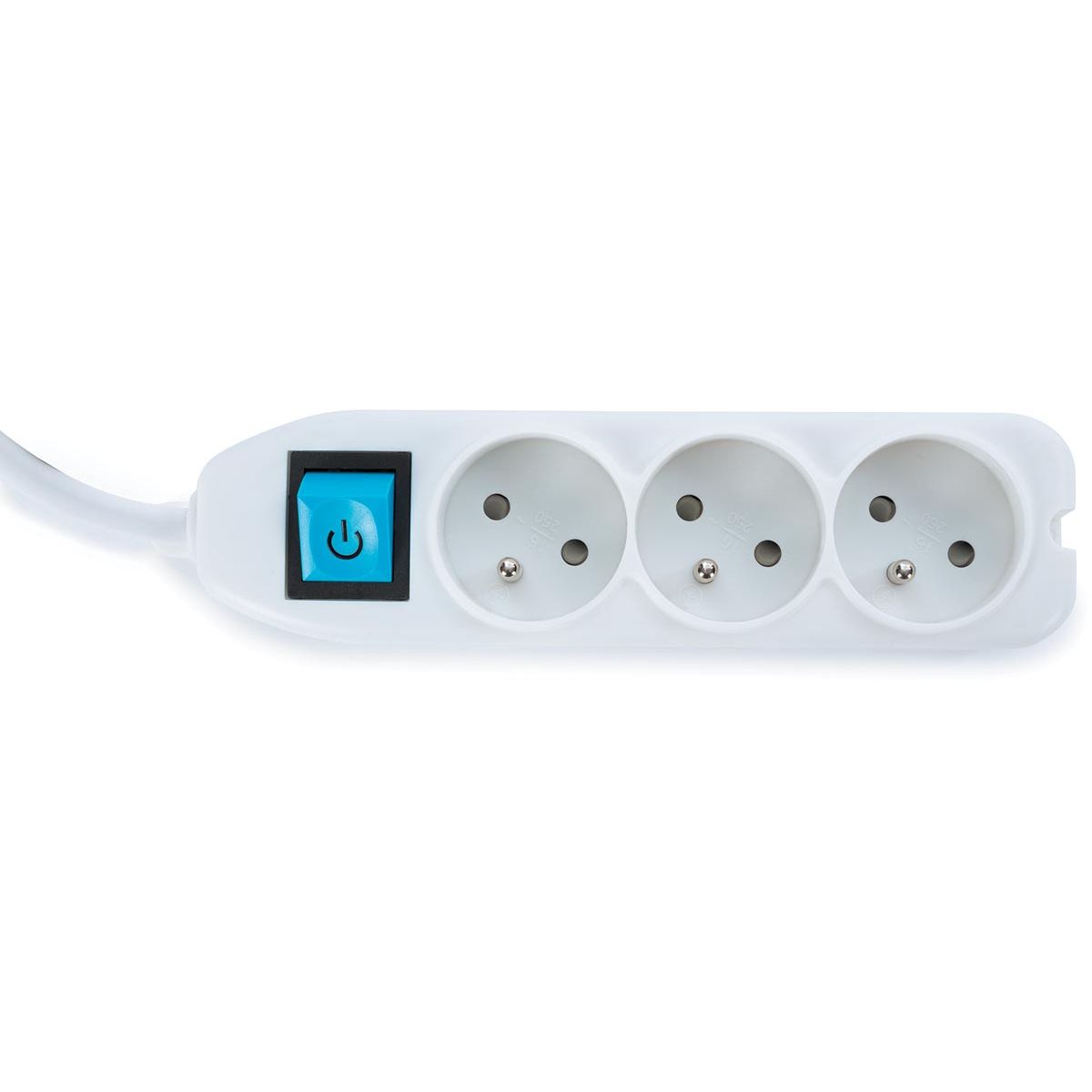 Perel - socket with 3 sockets and switch, including cable box, white, for Belgium