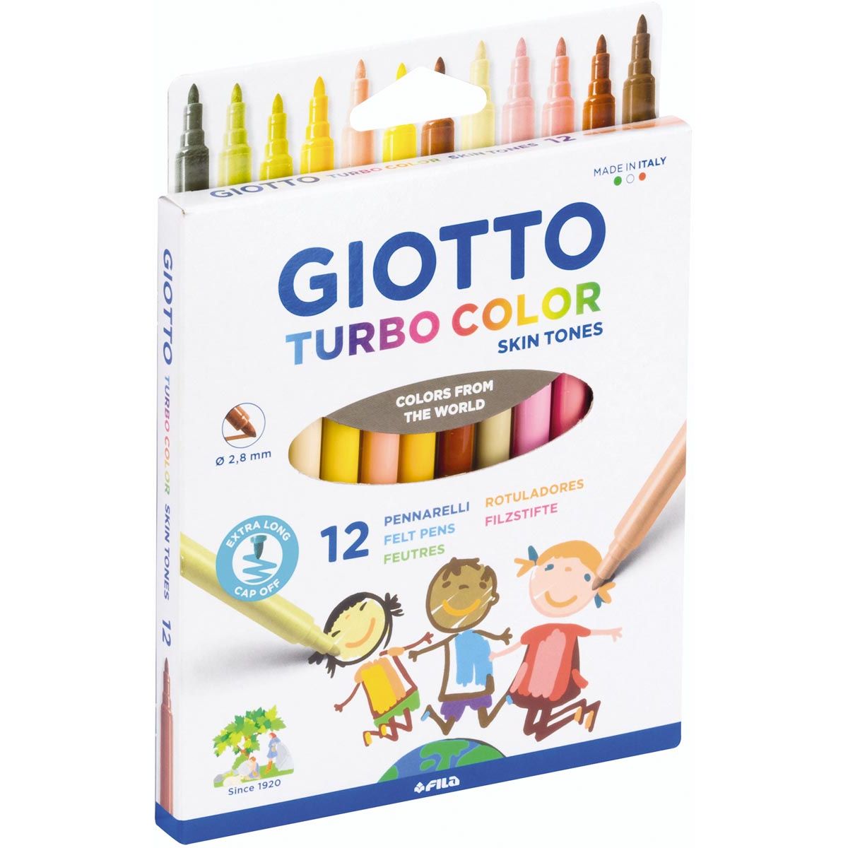 Giotto - Turbo Color Skin Tones viltstiften, etui van 12 stuks