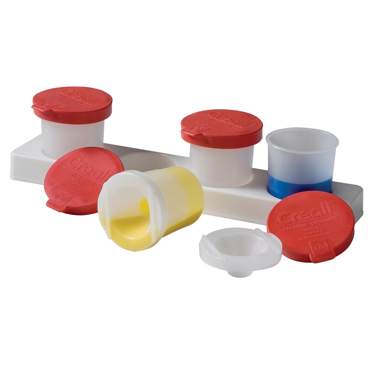 Creall - Bote antimeda para pintura set de 4 botes de 320 ml con tapa roja