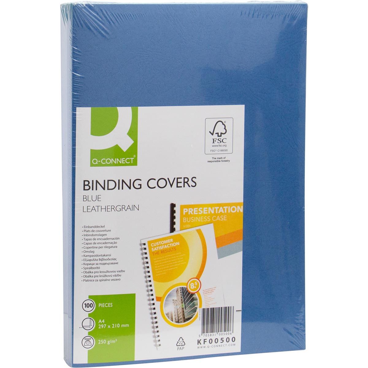 Q-CONNECT - Deckblatt A4 Leder 250 Gramm 100 Stück blau
