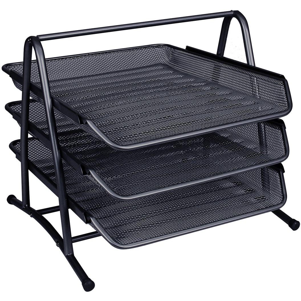Q-CONNECT – 3 Briefablagen, Metallgeflecht, ft A4, schwarz