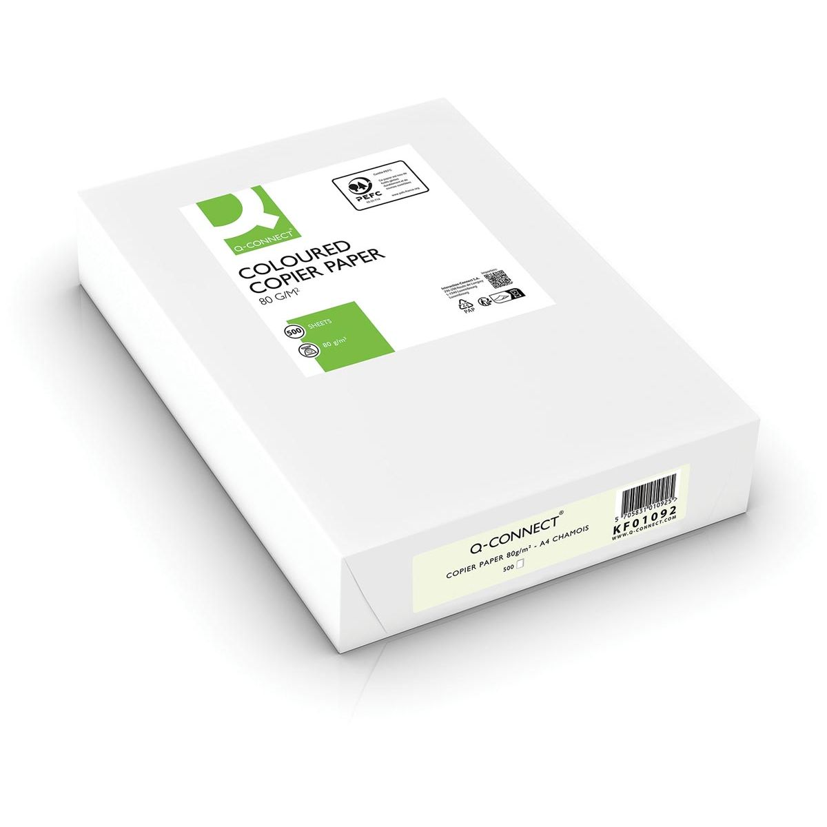 Q-CONNECT - papel de copia de color, A4, 80 g, paquete de 500 hojas, gemas