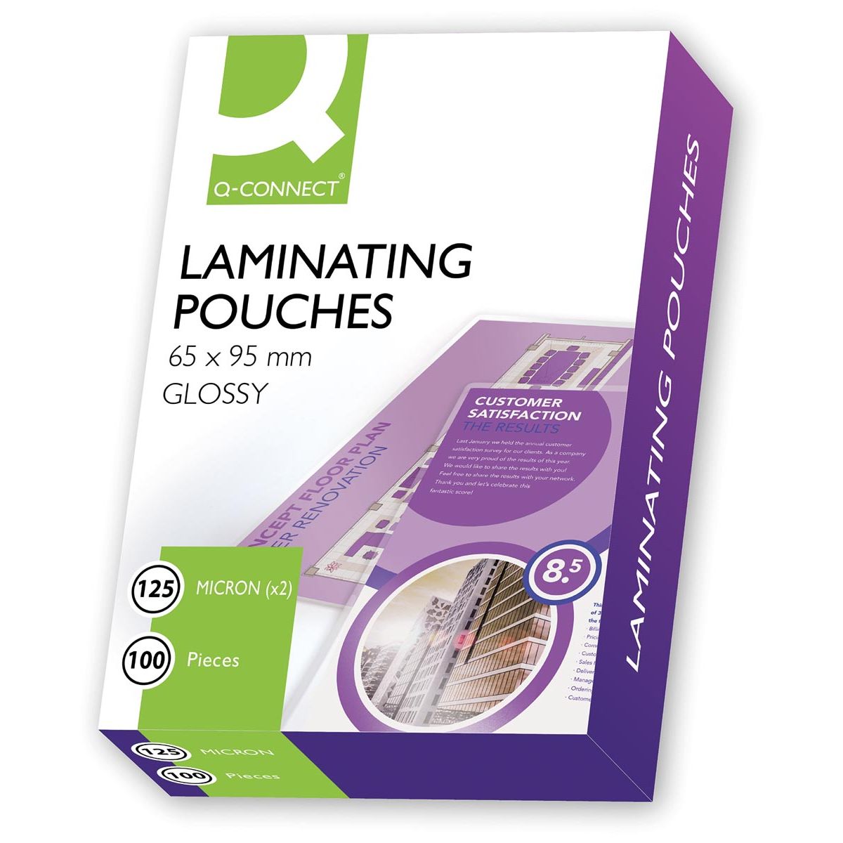 Q-CONNECT - laminating pouch 2x 125 micron 65x95mm 100 pieces