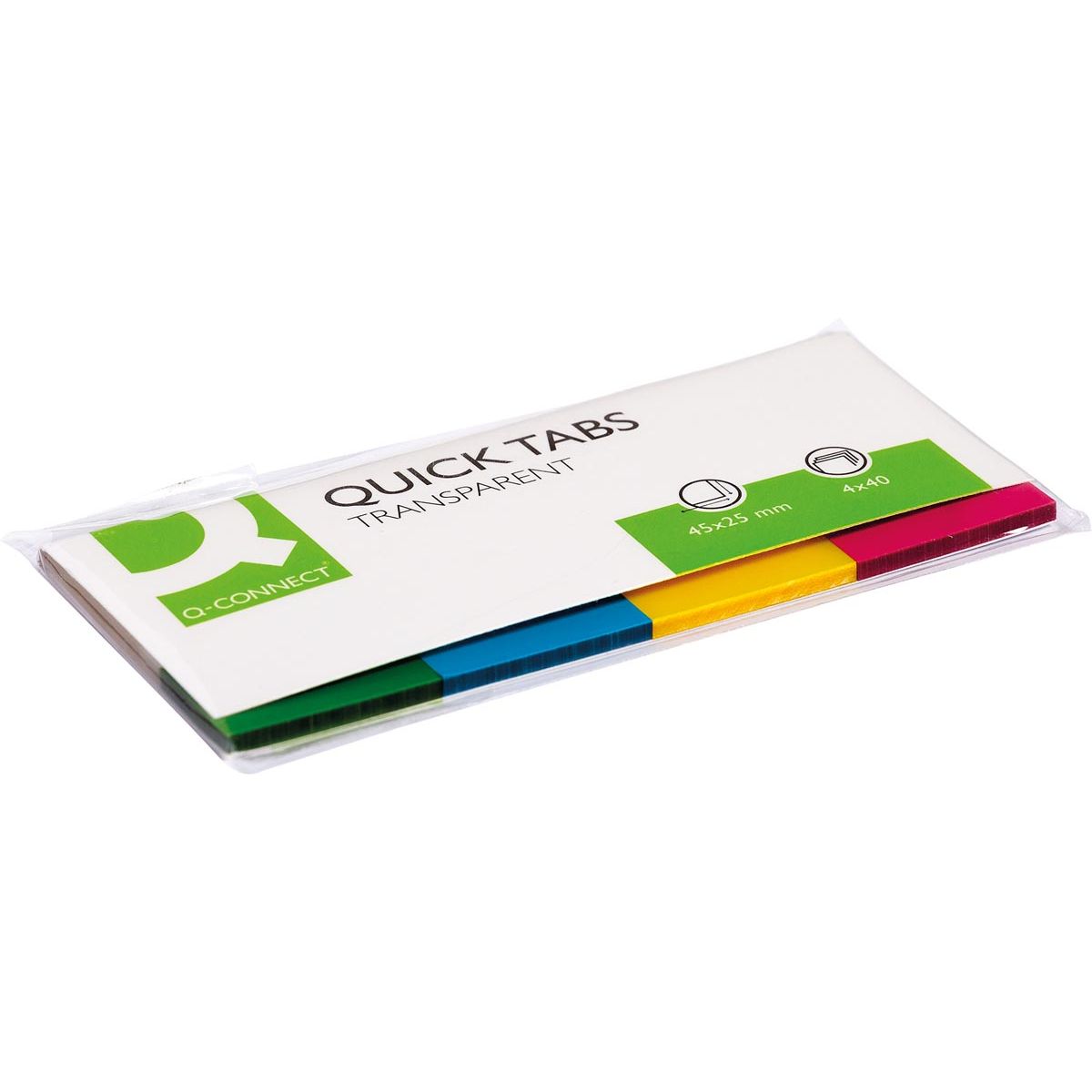 Q-CONNECT - Quick Tabs, pi 25 x 45 mm, 4 x 40 onglets, couleurs assorties