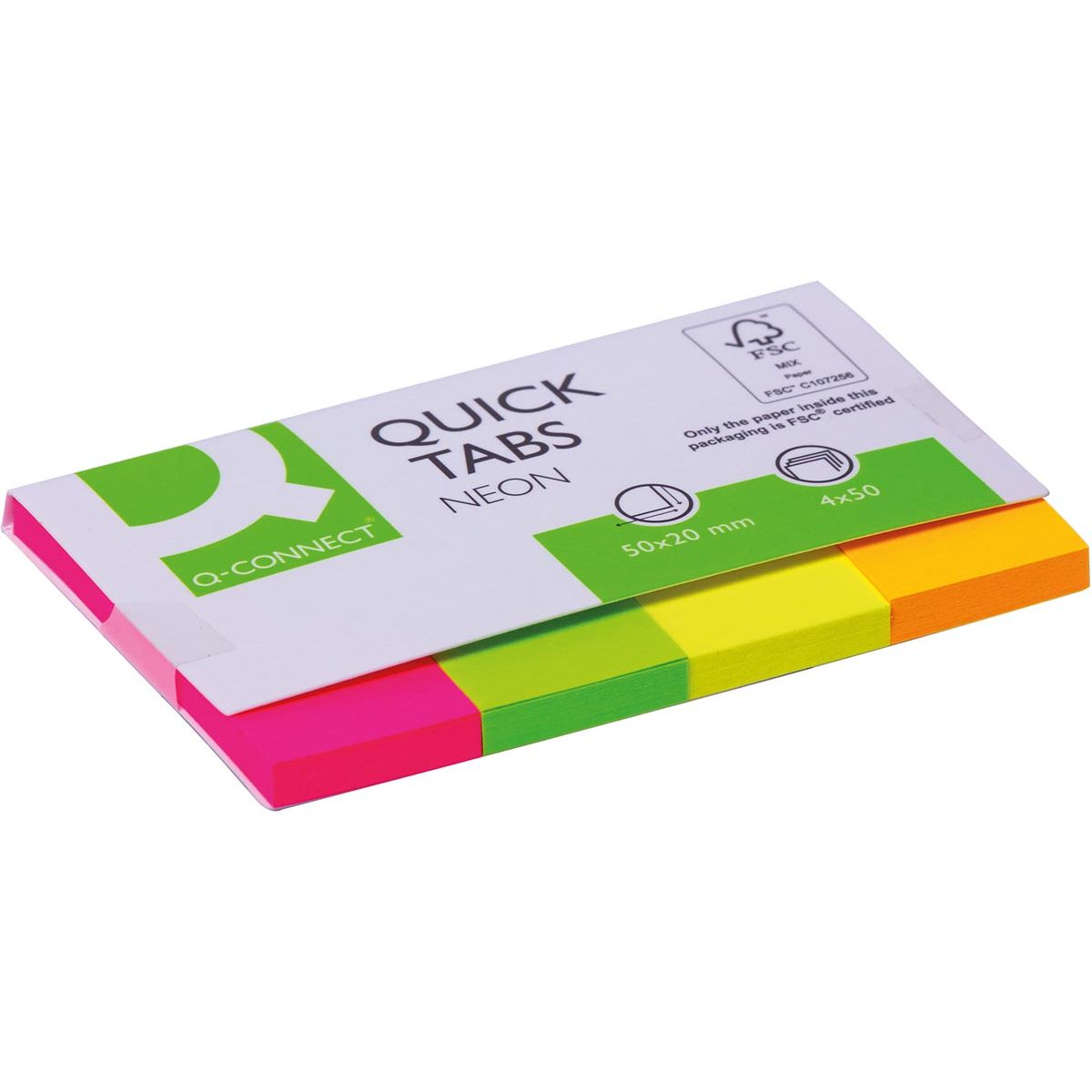 Q-CONNECT - Quick Tabs, ft 20 x 50 mm, 4 x 50 tabs, geassorteerde kleuren