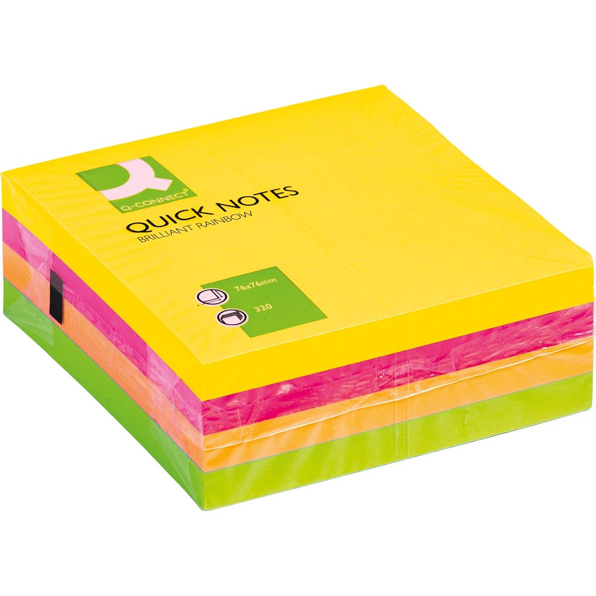 Q-CONNECT - Quick Notes, ft 76 x 76 mm, 320 vel, geassorteerde neonkleuren