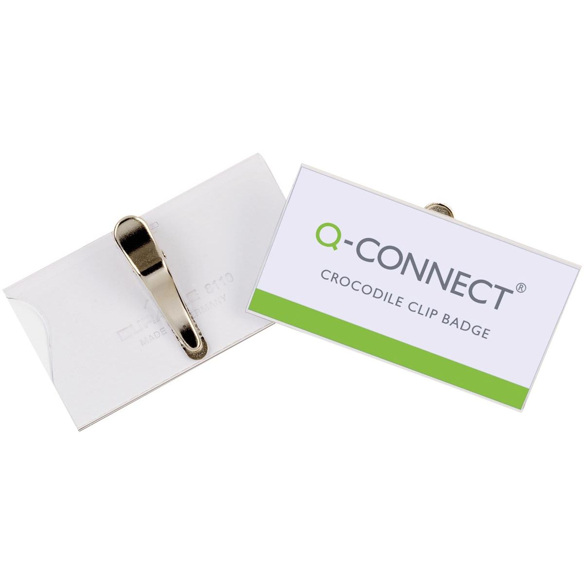 Q-CONNECT - badge con clip a coccodrillo 75 x 40 mm, scatola da 25 pezzi