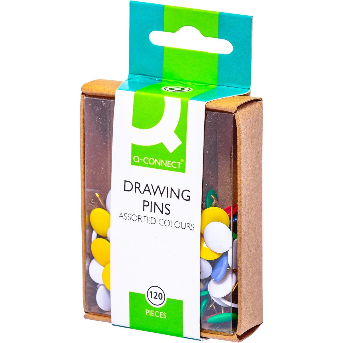 Q-CONNECT - punaises, geassorteerde kleuren, doosje van 120 stuks