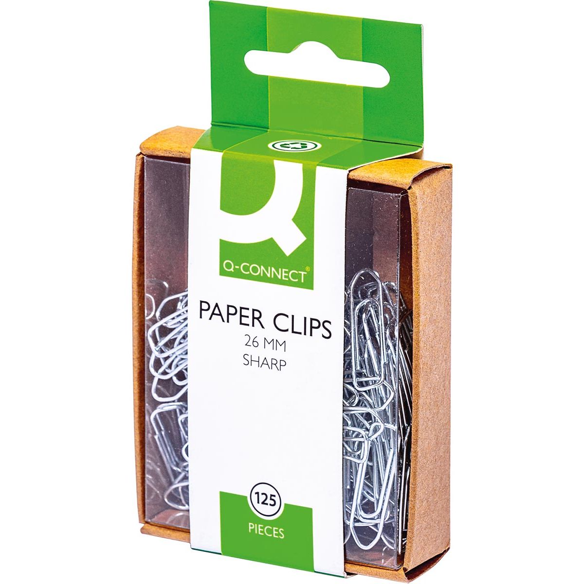 Q-CONNECT - clips, 26 mm, caja de 125 piezas, colgables