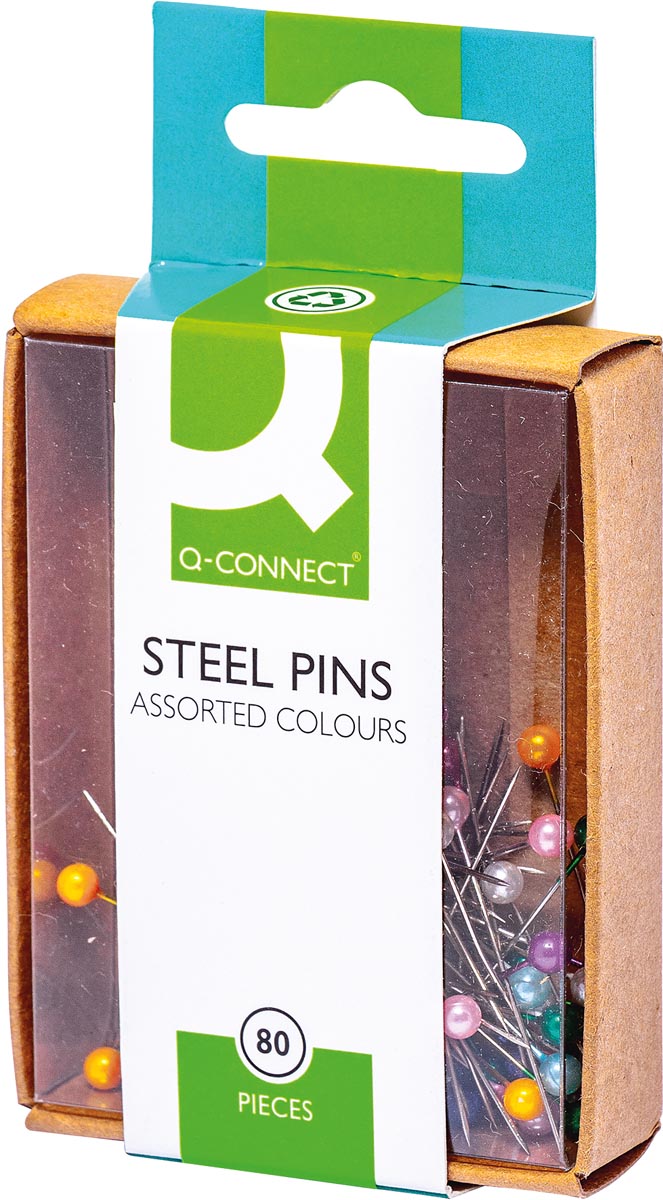 Q-CONNECT - pins 3 x 30 mm nickel-plated, box of 80 pieces