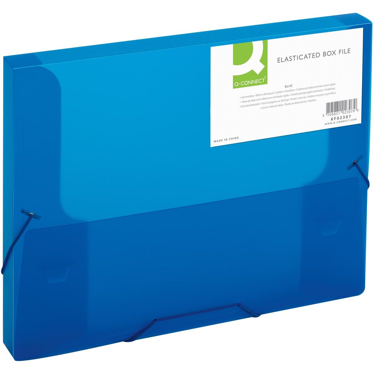 Q-CONNECT - elastobox, met elastieken, A4, rug 25 mm, blauw