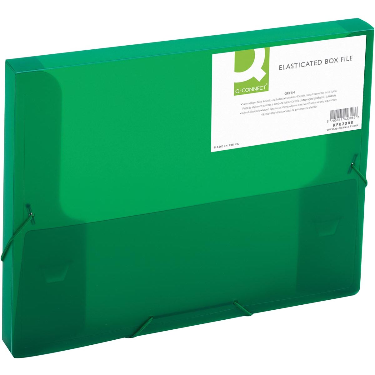 Q-CONNECT - elastobox, met elastieken, A4, rug 25 mm, groen