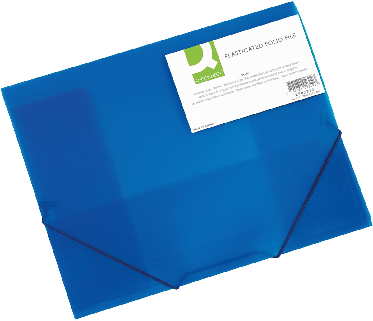 Q-CONNECT - elasto folder, A4, 3 flaps and elastic bands, transparent PP, blue