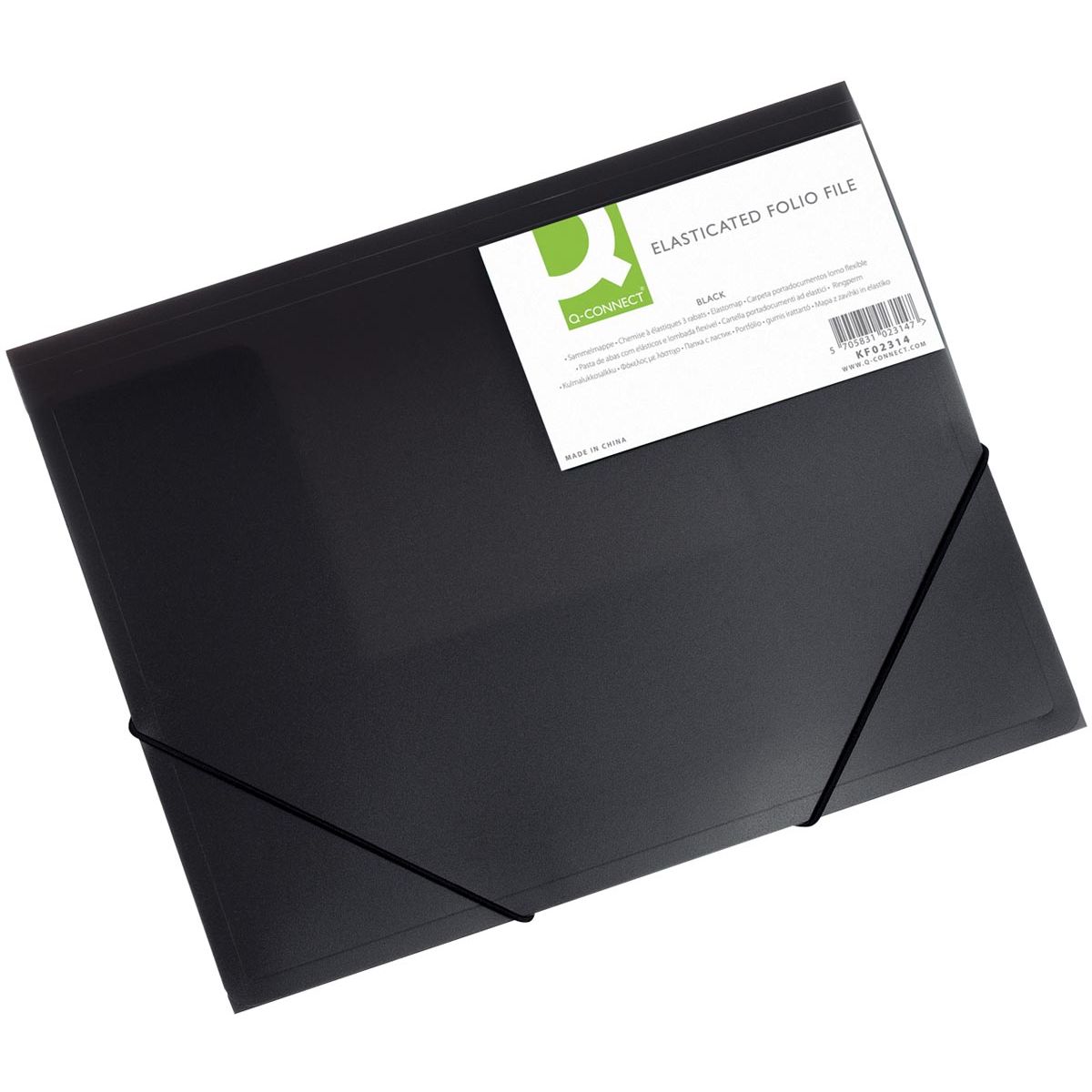 Q-CONNECT - elasto folder, A4, 3 flaps and elastic bands, transparent PP, black