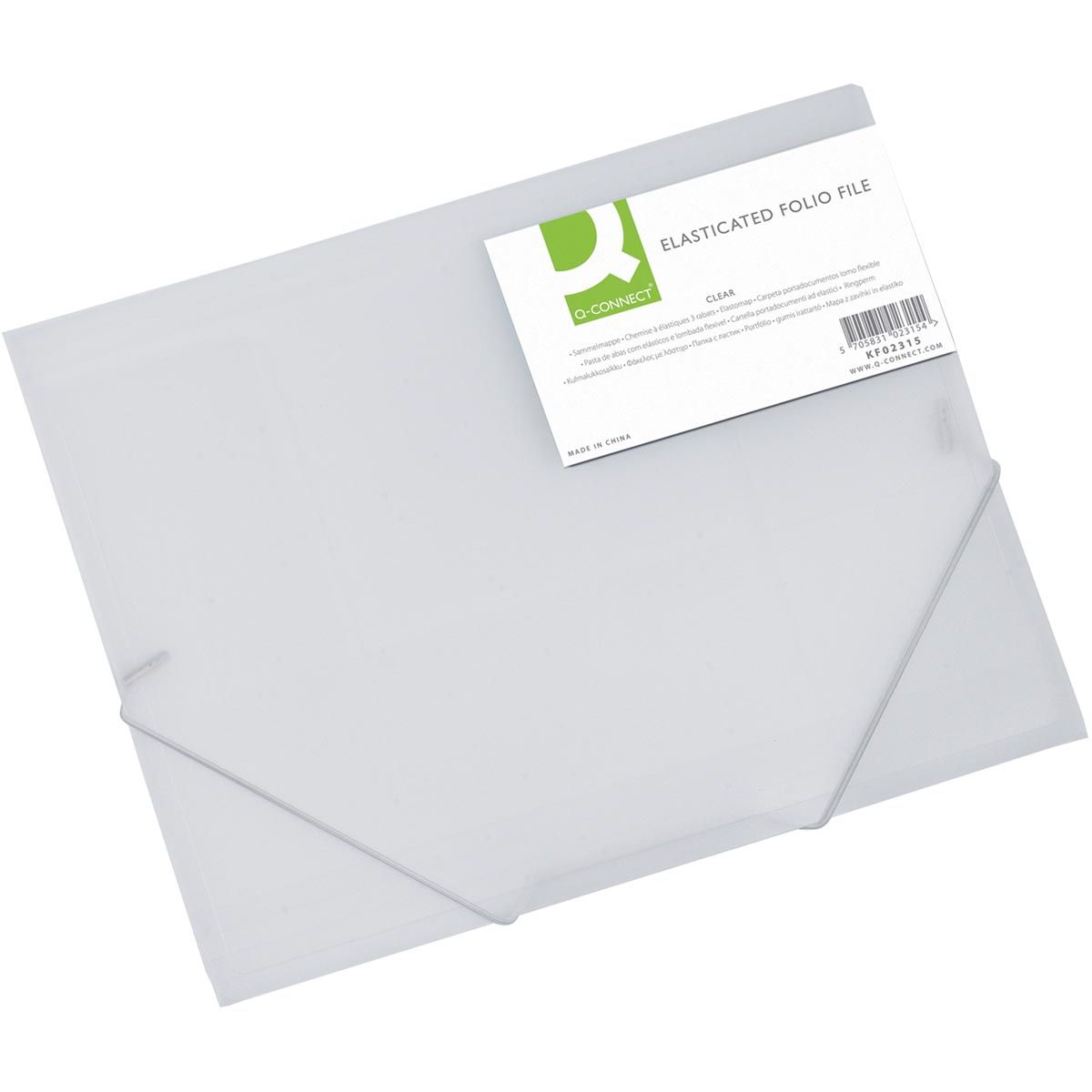 Q-CONNECT - elasto folder, A4, 3 flaps and elastic bands, transparent PP, transparent